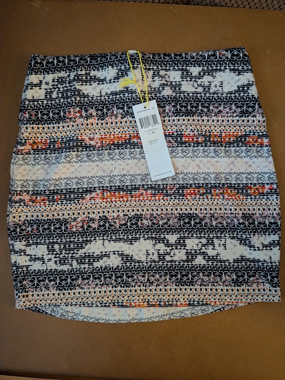 BCBGeneration Tribal Print Mini Skirt in Black, Cream, Orange